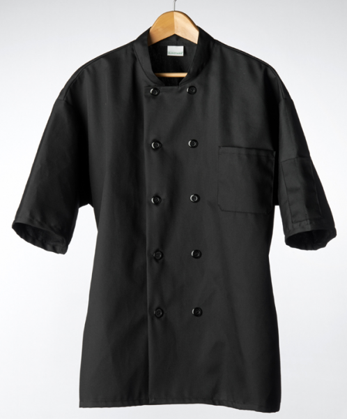 Men's Short Sleeve Chef Coat (Black) - 3XL