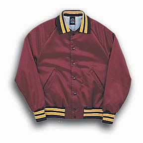 White Satin Baseball Jacket with Red pockets and Knit lines